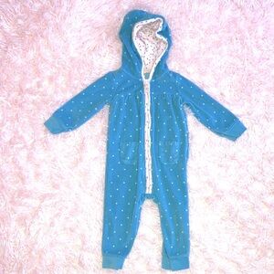 Carters 12 month babygirl hooded fleece jumpsuit